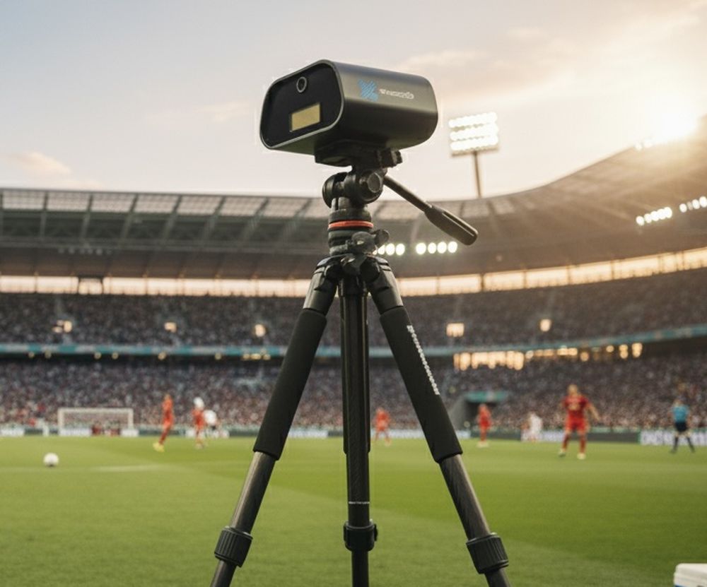 The xProcess3D sensor on a tripod at the side of a pitch